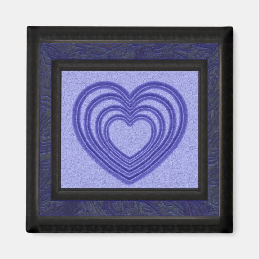 青いハートリップル枠 マグネット (正面)