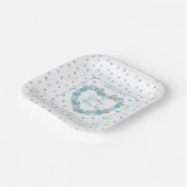 青いハートリース少し甘い赤ちゃんシャワー ペーパープレート (傾斜あり)