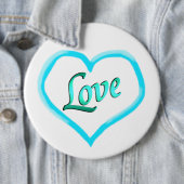 青いハートワードのラブピンボタン 缶バッジ (インサイチュ)