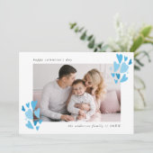 青いハート写真バレンタインデー シーズンカード (スタンド正面)