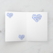 青いハート形の音楽ノートグリーティングカード カード (内部)