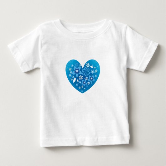 青いハート愛 ベビーTシャツ (正面)