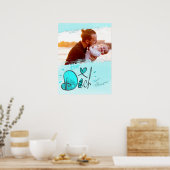 青いハート最高のパパEver Frame抽象芸術写真 ポスター (キッチン)