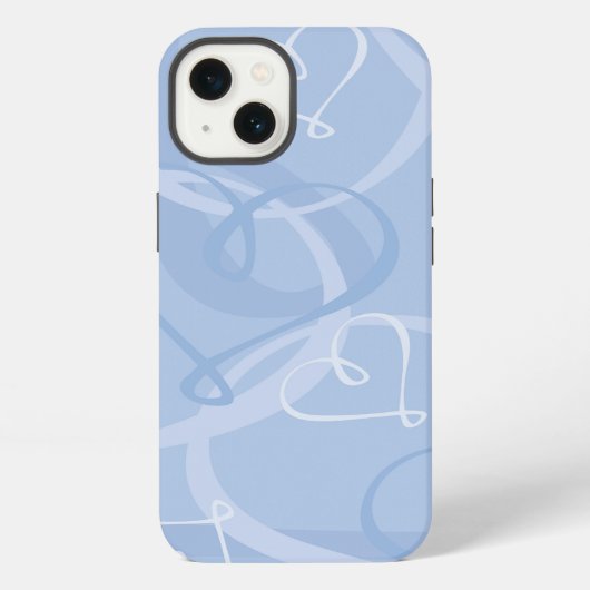 青いハート柄 iPhoneケース (裏面)