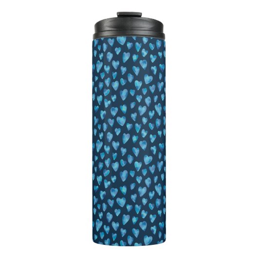 青いハート水の色パターン タンブラー (正面)