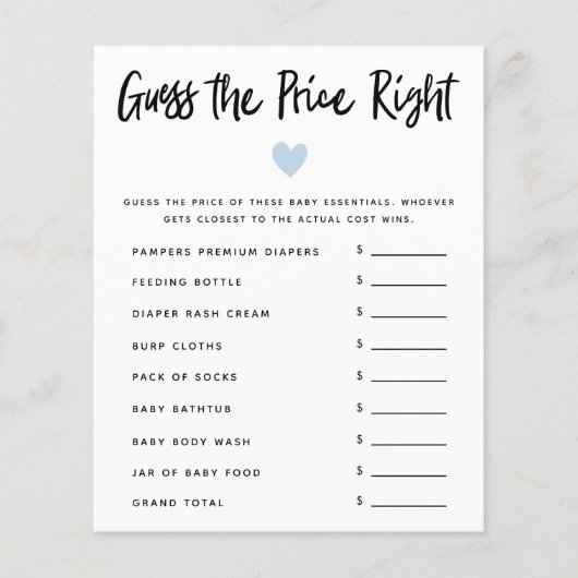 青いハート男の子の赤ちゃんシャワー価格を右に推測 (正面)