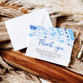 青いハート男の子バレンタインデーシャワーありがとう エンクロージャーカード