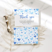 青いハート男の子バレンタインデーシャワーありがとう エンクロージャーカード