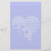 青いハート線の文房具 便箋 (正面)