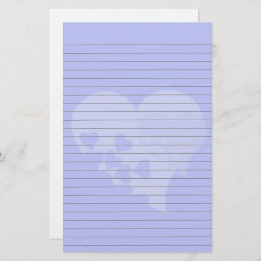 青いハート線の文房具 便箋 (正面/裏面)