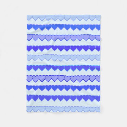 青いハート行の影 フリースブランケット (正面)