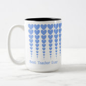 青いハート貝最高の先生パーソナライズされたEver ツートーンマグカップ (左)
