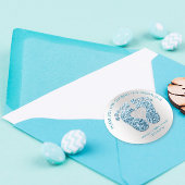 青いハート足ベビーシャワー好意ありがとうグレー ラウンドシール