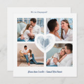 青いハート4写真婚約カップルのセッション セーブザデート (正面/裏面)