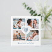 青いハート4写真婚約カップルのセッション セーブザデート (スタンド正面)