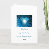 青いハート 'あなたのテキスト' 挨拶カード 縦 カード (裏面)