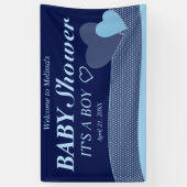青いハート|それは男の子|のモダンなベビーシャワーです 横断幕 (縦)