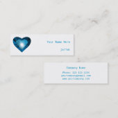 青いハート「ハート」名刺サイドの白スキニー スキニー名刺 (正面/裏面)