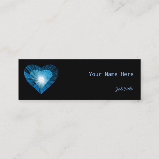 青いハート「ハート」名刺サイド黒スキニー スキニー名刺 (正面)