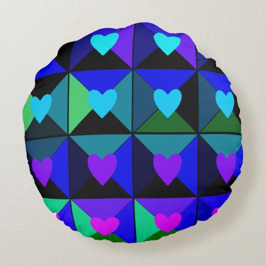 青いハート ラウンドクッション (裏面)