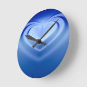青いハート ラウンド壁時計 (傾斜)