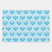 青いハート ラッピングペーパーシート (正面)