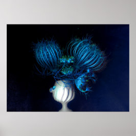 青いハート（黒） ポスター