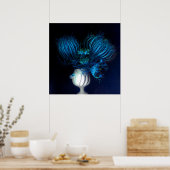 青いハート（黒） ポスター (キッチン)