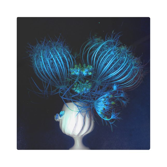 青いハート（黒） メタルプリント (正面)