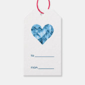 青いハート'to' 'from'文字 ギフトタグ (正面)