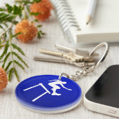 青いハードル選手 キーホルダー (正面右)