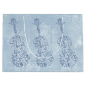 青いバイオリンラインスケッチ ラージペーパーバッグ (正面)