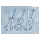 青いバイオリンラインスケッチ ラージペーパーバッグ (裏面)