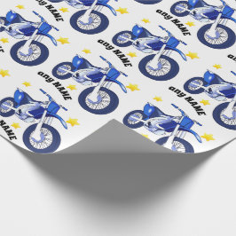 青いバイクのラッピングペーパー(カスタムメッセージ対応) ラッピングペーパー