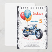 青いバイクの誕生日 招待状 (正面/裏面)