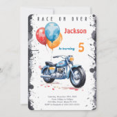 青いバイクの誕生日 招待状 (正面)