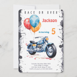 青いバイクの誕生日 招待状