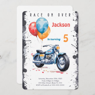 青いバイクの誕生日 招待状