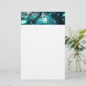 青いバウブルヘッダー文房具（白） 便箋 (スタンド正面)