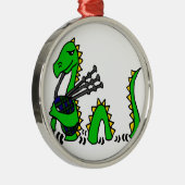 青いバグパイプを演奏しているネス湖おもしろいなモンスター メタルオーナメント (右)