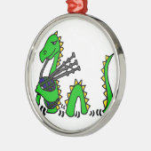 青いバグパイプを演奏しているネス湖おもしろいなモンスター メタルオーナメント (左)