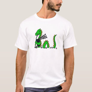 青いバグパイプを演奏しているネス湖おもしろいなモンスター Tシャツ