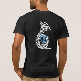 青いバックが暗色のHumppa Love AA Tシャツ
