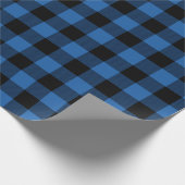 青いバッファローの格子縞の休日の包装紙 ラッピングペーパー (角)