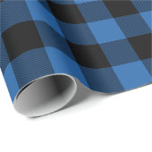 青いバッファローの格子縞の休日の包装紙 ラッピングペーパー (ロールコーナー)