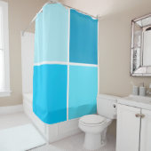 青いバブルの正方形 シャワーカーテン (インサイチュ)