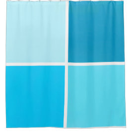 青いバブルの正方形 シャワーカーテン