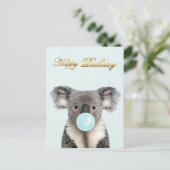 青いバブルガムを吹くコアラ    ポストカード (スタンド正面)