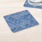 青いバブルラップ スクエアペーパーコースター (アングル)
