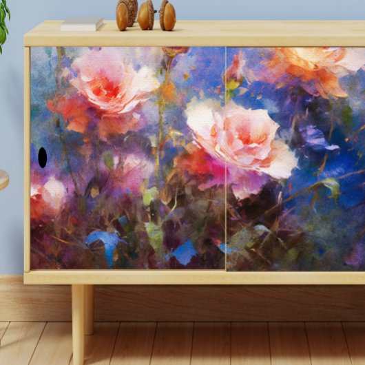 青いバラが私の庭の切り離しに育つ 薄葉紙